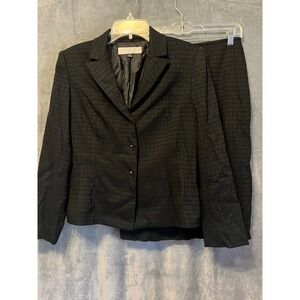 Tahari Arthur S Levine Petite Skirt Suit Black Textured Womens 6P Career Set